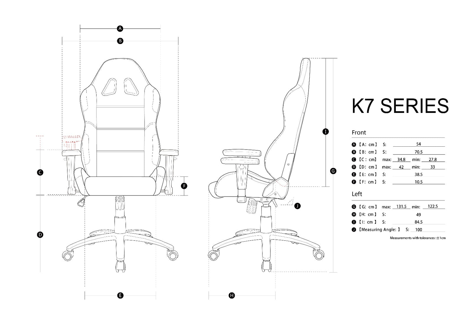 AKRACING K7012 Gaming Chair Black Green Dimensions