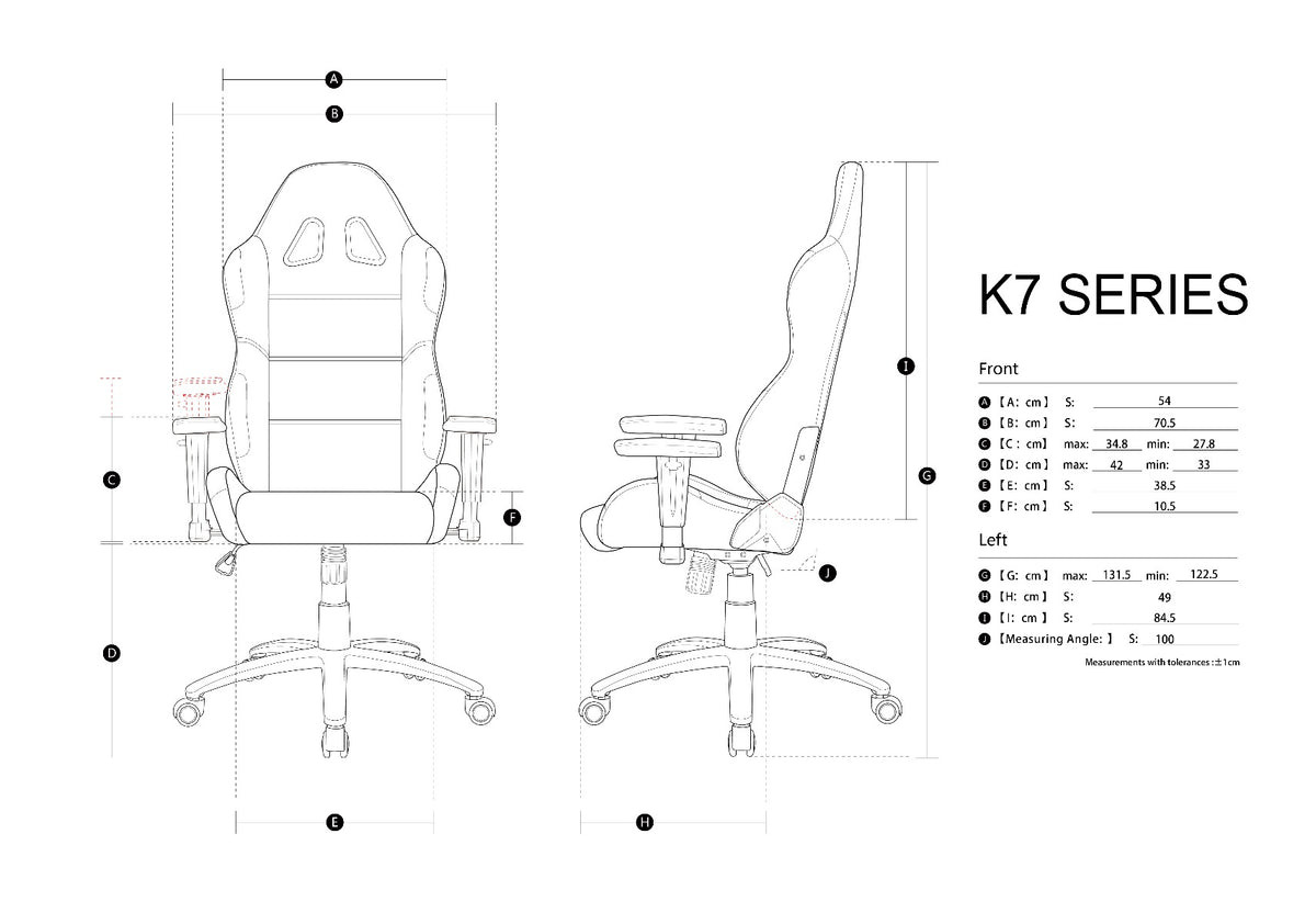 AKRACING K7012 Gaming Chair Black Red Dimensions